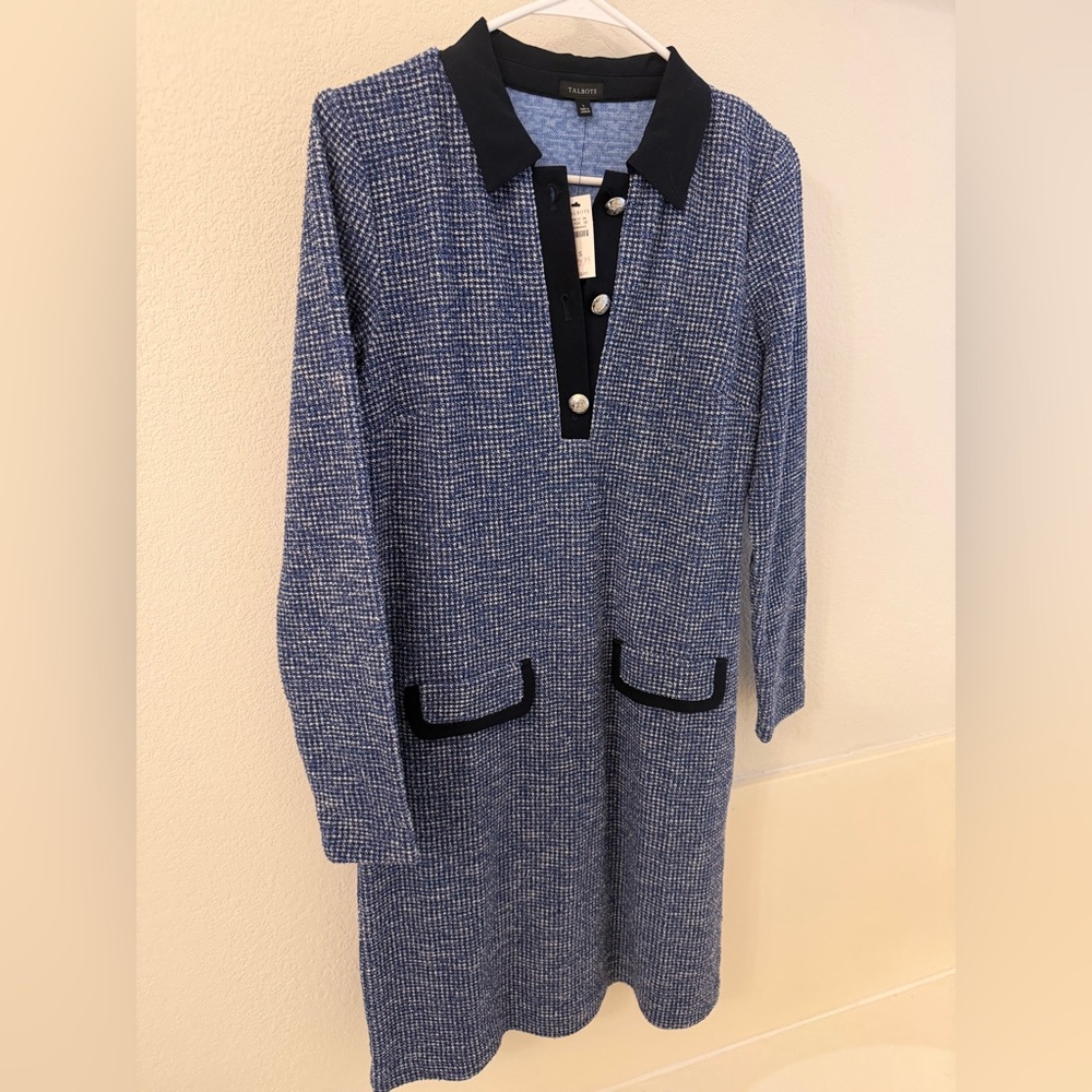 Talbots Navy and White Tweed Jacket